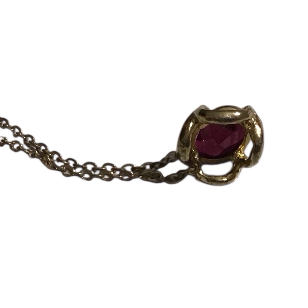 Gold Tone Chain Necklace Red Pendant Vintage Costume Jewelry - Picture 3 of 6